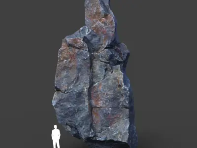 Low poly Ultra HD Sharp Cliff Modular Rock 220405 Low-poly 3D model