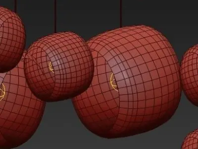 Modern Stairwell led chandelier lighting large bubble  3D model
