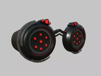 SciFi Glasses G03 Black Red - Character Design Fashion Low-poly 3D model
