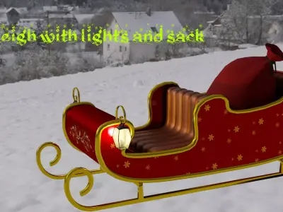 Santa Claus Sleigh Low-poly 3D model