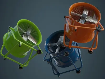 Industrial Fan 1A Low-poly 3D model