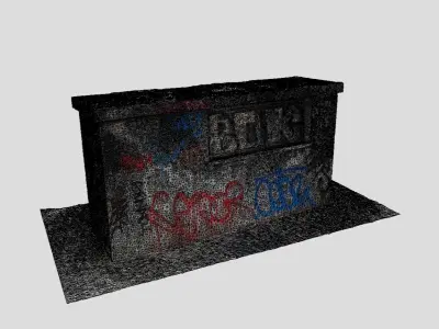Graffiti Covered Electrical Box 3D model