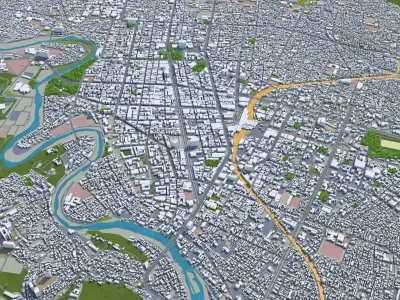 Sendai Japan 70km Low-poly 3D model