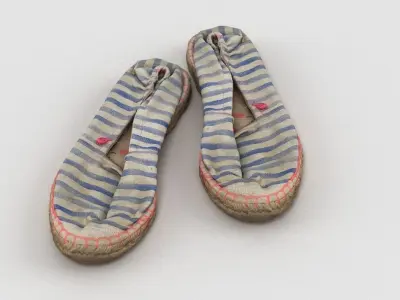 Espadrilles pair of striped shoes 3D model