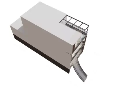 Modern Townhouse Exterior with Roof Terrace 3D model