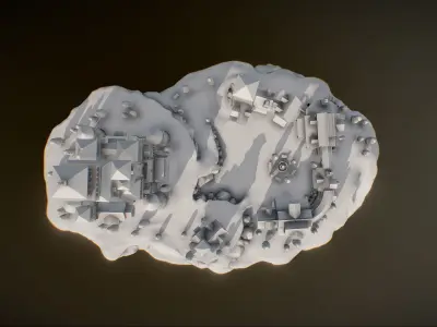 Medieval Village With Castle 3D print model