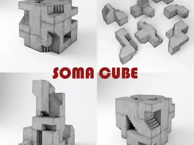 Soma Cube Puzzle architectural bauhaus Low-poly 3D model