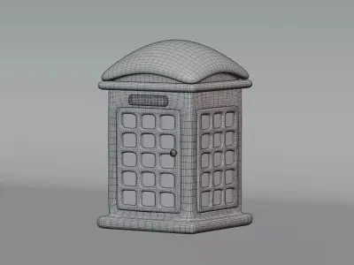 Red Telephone Booth Low-poly 3D model