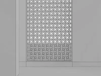 3d screen window with grid pattern Low-poly 3D model
