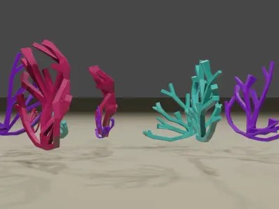 Low Poly Coral 3D Model Game Ready for Ocean Undewater Scenes Low-poly 3D model