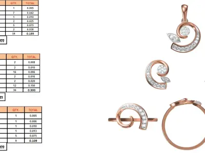 Light wt Ring Earrings Pendant set stl jcd 1-render details  3D print model shop