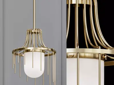 Kylie 1 Light 12 in  W Aged Brass Pendant 3D model