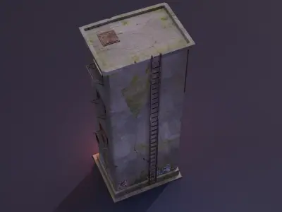 Cyberpunk Building Low-poly 3D model