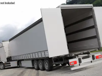  Heavy Duty Electric Tractor With Cargo Trailer White Rigged for Cinema 4D 