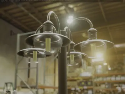 Street Light -7- Basic Version -4 Lamp-  Low-poly 3D model