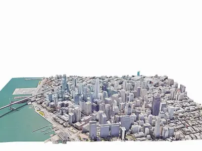 San Francisco city Low-poly 3D model