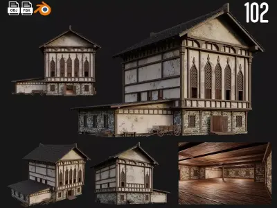 Old Medieval Building 4K Textures GameReady 102 Low-poly 3D model