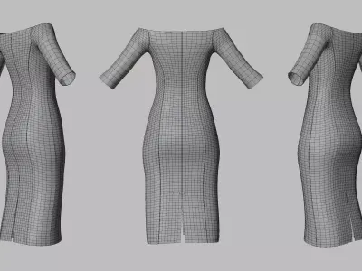 Dress 14 Light Blue Low-poly 3D model