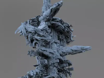 Cyberpunk asteroid base 4  Low-poly 3D model
