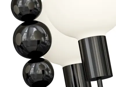 Modern Black Globe Chandelier White Glass 3D model