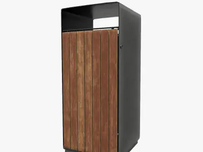 Modern Timber Pack Street Bin - 4K Textures Game-Ready PBR