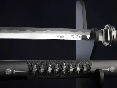 Katana Sword Sci Fi Design Low-poly 3D model