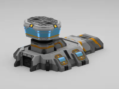 Sci-Fi Military Building - Gate Control Low-poly 3D model