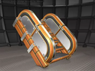 Sci-Fi Stairs - 30 - Orange Version  Low-poly 3D model