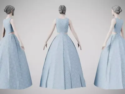 Dress 32 Light Blue Low-poly 3D model