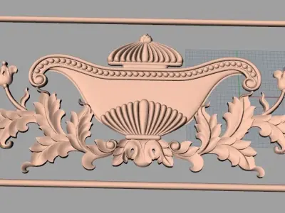 Bed door flower 3D relief STL model for CNC engraving E515 3D model