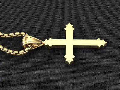 High Cross Pendant Light Gold 18K 3CP066 3D model