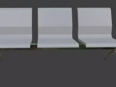 Modern Waiting Room Bench 3D Model 3D model