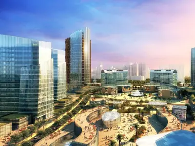 Futuristic Mixed-Use Cityscape with Skyscrapers 3D model