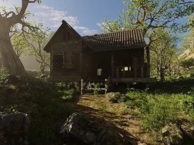 Cabin River Scene 3D model
