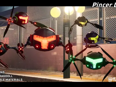 Pincer Drone - Customizable Drone Low-poly 3D model