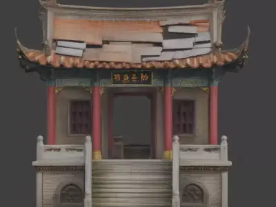 Damaged Traditional Chinese Temple 3D Model V02 Low-poly 3D model
