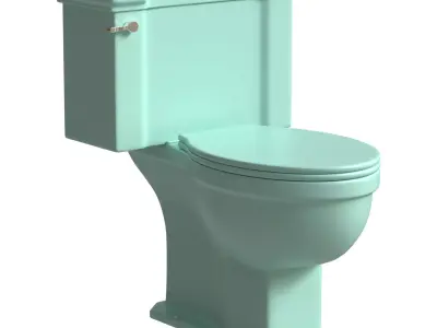 Vtg Mid Century Sky Blue Porcelain Toilet Old Bathroom Lavatory  3D model