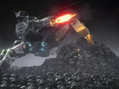 Sci-Fi Robot Turret Low-poly 3D model