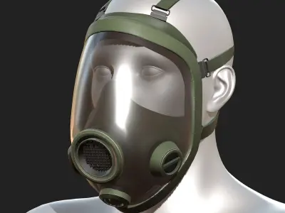 Gas mask protection isolated helmet  Low-poly 3D model