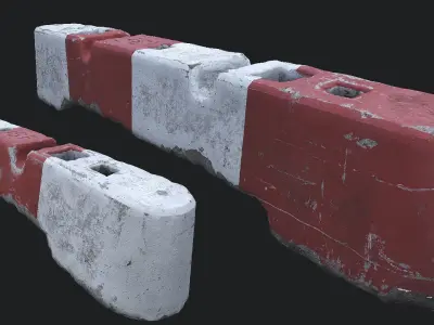 Old Concrete Barricade PBR Low-poly 3D model