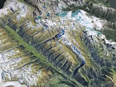 Mountain landscape near city Brig Switzerland 3D model