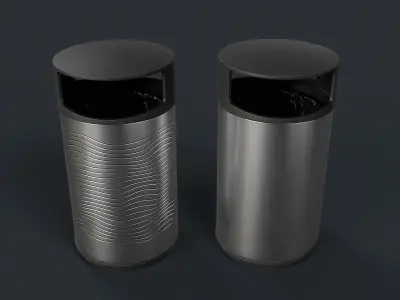 Street Trash Can 26 PBR Game Ready Low-poly 3D model