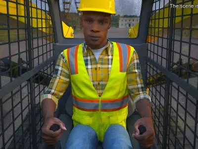  Skid Steer or Compact Track Loader with Operator Rigged for Maya 