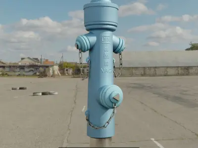Fire Protection Set with All Hydrants Red and Blue 3D Model Pack