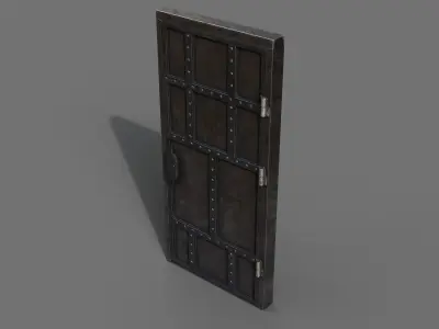 Metal door Low-poly 3D model 3