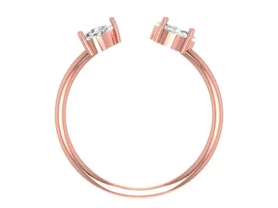 Women Open End Light Weight Band Ring 3D print model 2
