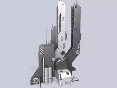 Futuristic building Low-poly 3D model 2