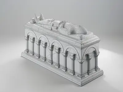 Romanesque Stone Sarcophagus Low-poly 3D model