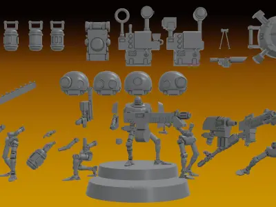 AUXILIARY SERVOCORES - ASSISTANT DROID SQUAD -IN PARTS- 28mm 3D print model