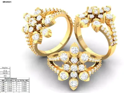 Diamond Ring For Women 3d Print Model 3D print model 11